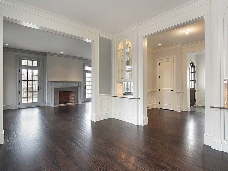 Luxury home interior with dark hardwood floors installed by Orange Cat Flooring in Atlanta, GA.