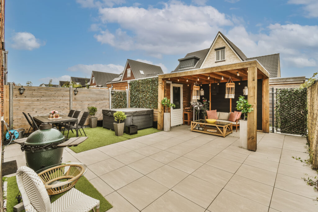 Outdoor Patio with Stylish Tile Flooring by Orange Cat Flooring in Atlanta